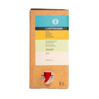 Confezione cartone 5L olio extra vergine di oliva Ottaviani con erogatore rosso